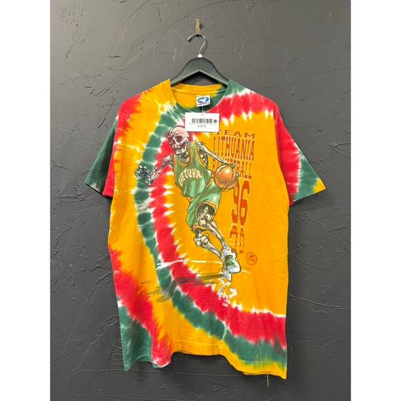 1996 Liquid Blue Grateful Dead Lithuania Team Tie Dye 90s Vintage Tee Shirt - Picture 1 of 7